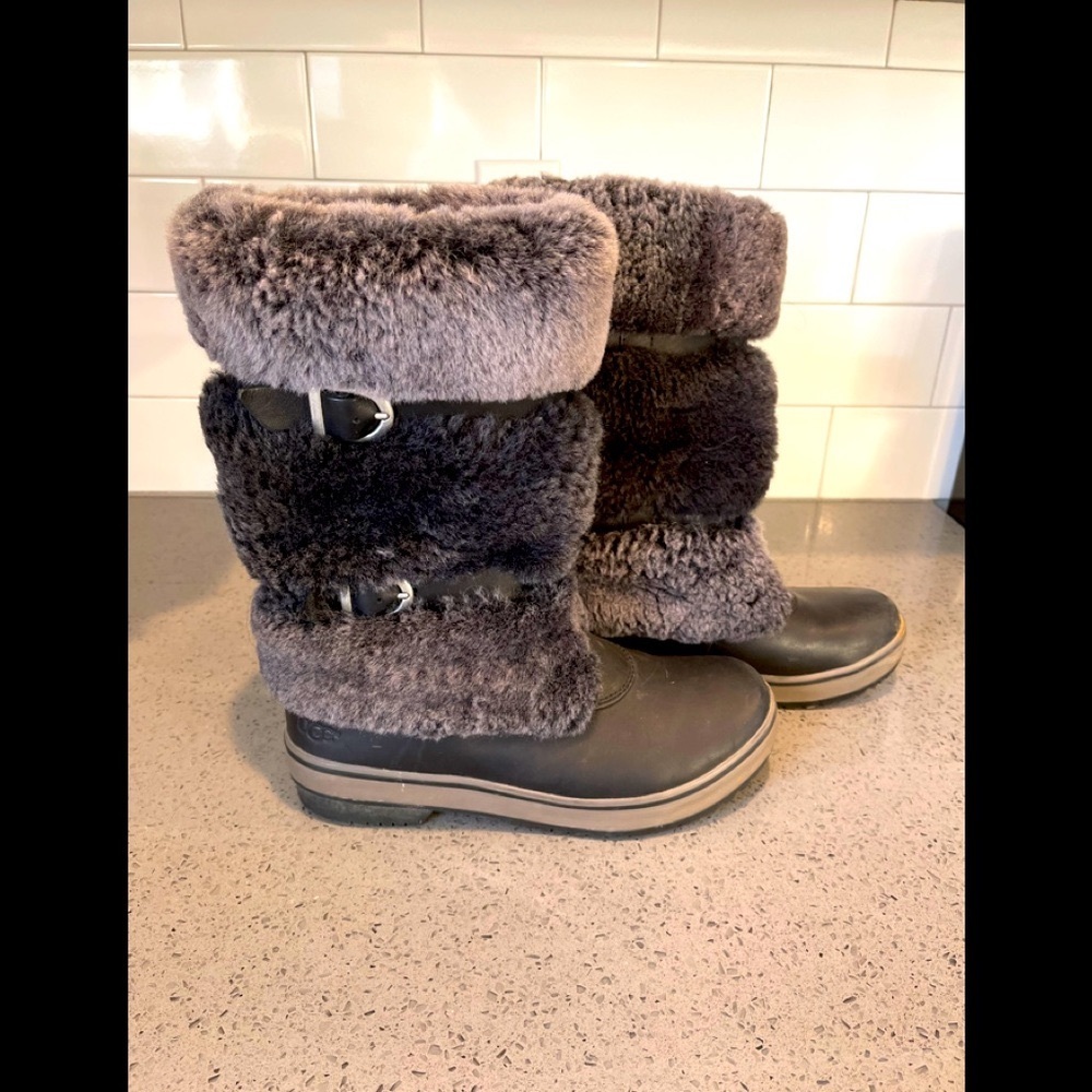 UGGS Fur Leather Shearling Snow/ Rain Boots